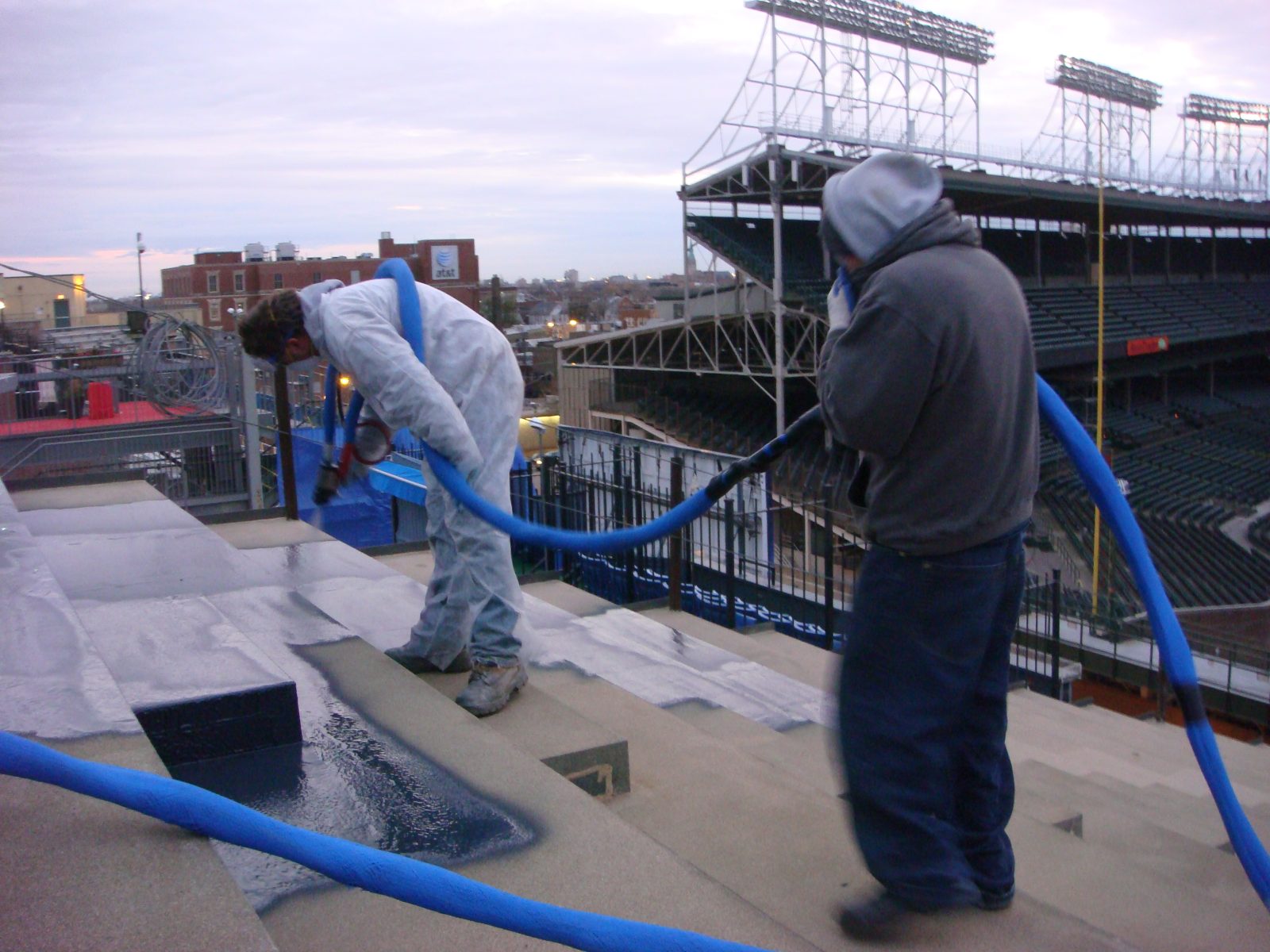 High-build coated shop floor, solid color